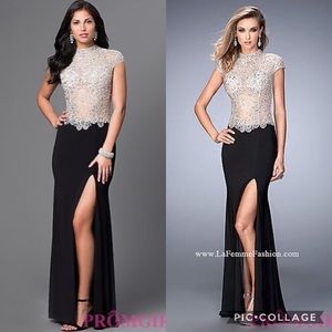 GIGI Black prom dress w/ embroidered jewels/sequin
